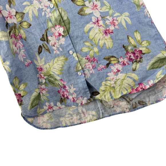 Tommy Bahama Small Coastalina Orchid Dreams Linen Button Front Tank Top Womens - Picture 6 of 13